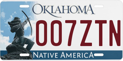 OK license plate 007ZTN