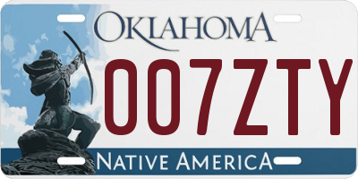 OK license plate 007ZTY