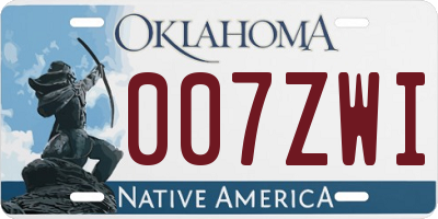 OK license plate 007ZWI