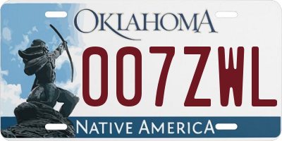 OK license plate 007ZWL