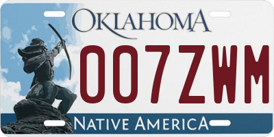 OK license plate 007ZWM