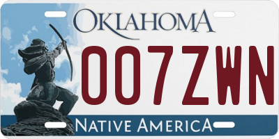 OK license plate 007ZWN