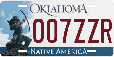 OK license plate 007ZZR