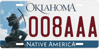 OK license plate 008AAA