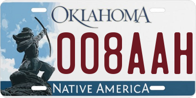 OK license plate 008AAH