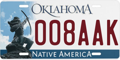 OK license plate 008AAK