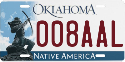 OK license plate 008AAL