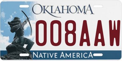 OK license plate 008AAW