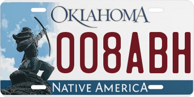 OK license plate 008ABH