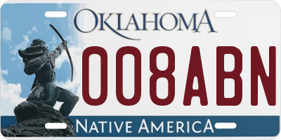 OK license plate 008ABN