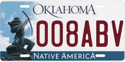 OK license plate 008ABV