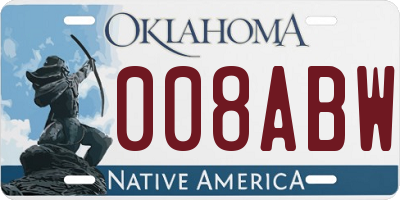 OK license plate 008ABW