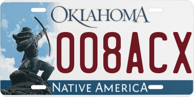 OK license plate 008ACX