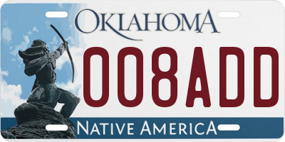 OK license plate 008ADD