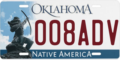 OK license plate 008ADV