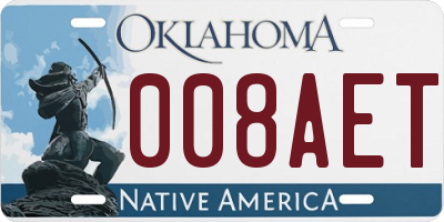OK license plate 008AET