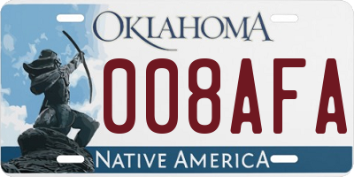 OK license plate 008AFA