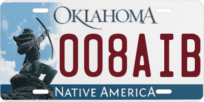 OK license plate 008AIB