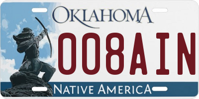 OK license plate 008AIN