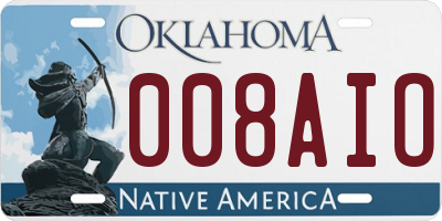 OK license plate 008AIO
