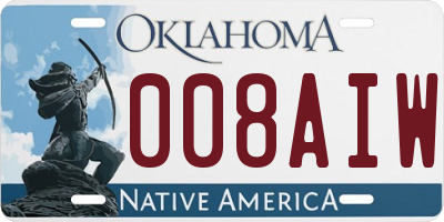 OK license plate 008AIW