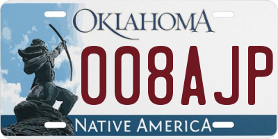 OK license plate 008AJP