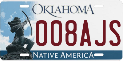 OK license plate 008AJS