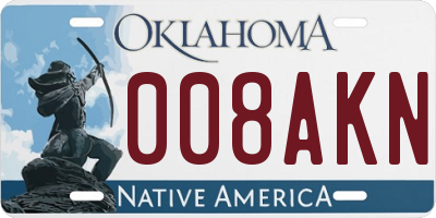 OK license plate 008AKN