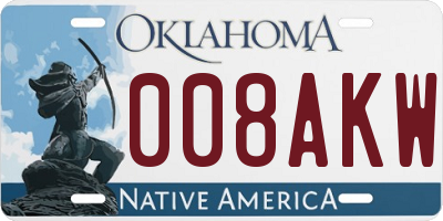 OK license plate 008AKW