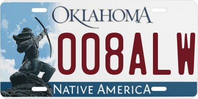 OK license plate 008ALW