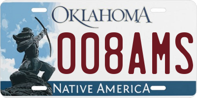 OK license plate 008AMS