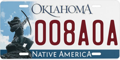OK license plate 008AOA