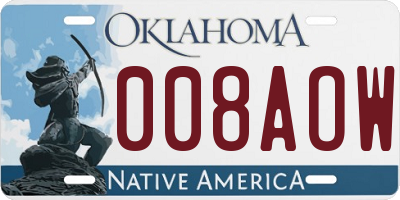 OK license plate 008AOW