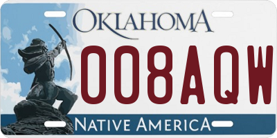 OK license plate 008AQW