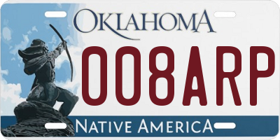 OK license plate 008ARP