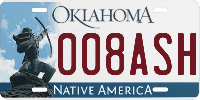 OK license plate 008ASH