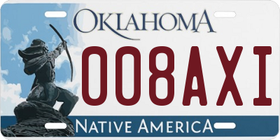OK license plate 008AXI
