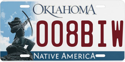 OK license plate 008BIW