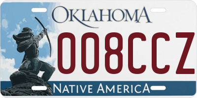 OK license plate 008CCZ