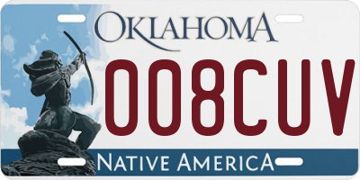 OK license plate 008CUV