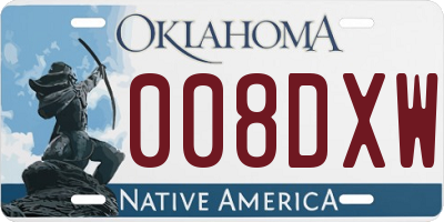 OK license plate 008DXW