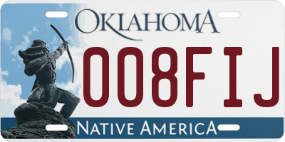 OK license plate 008FIJ