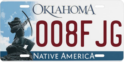 OK license plate 008FJG