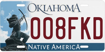 OK license plate 008FKD