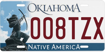 OK license plate 008TZX
