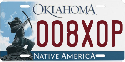 OK license plate 008XOP