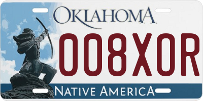 OK license plate 008XOR