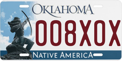 OK license plate 008XOX