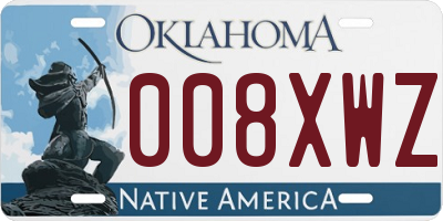 OK license plate 008XWZ