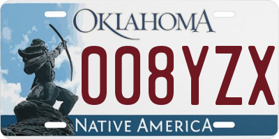 OK license plate 008YZX